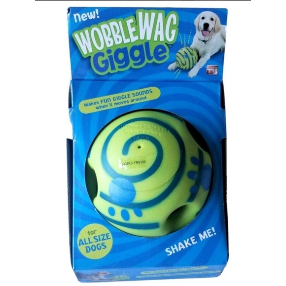 New Wobble Wag Giggle Dog Toy as seen on tv GREEN INDOOR OUTDOOR BALL - Picture 1 of 9